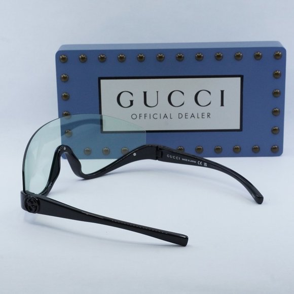 FINAL PRICE NEW GUCCI GG1650S 005 SHINY BLACK GREEN SUNGLASSES